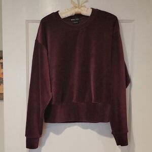 Prana Escambia Cotton Velour Pullover, Size Small, Mulberry